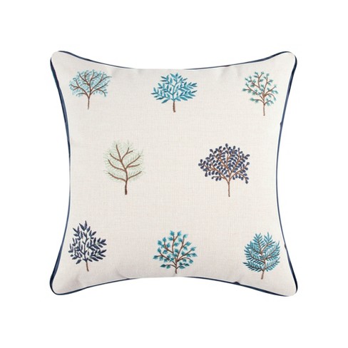 English Forest Navy Embroidered Tree Pillow - Levtex Home - image 1 of 3