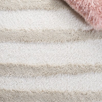 Luxurious Stripe Shag 4' x 6' Hand-Knotted Synthetic Area Rug