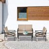 Outsunny 4-Piece Patio Furniture Set Garden Conversation Set with Soft Washable Cushions & Strong Steel Frame, Beige - 2 of 4
