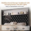 Kumasinova Queen/Full Velvet Upholstered Bed Frame with High Tufted Storage Headboard,Wing Back Platform Bed with USB Port & Night Light for Adults - 3 of 4