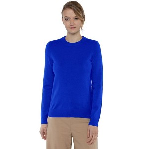 JENNIE LIU Women's 100% Pure Cashmere Long Sleeve Crew Neck Pullover Sweater - 1 of 3