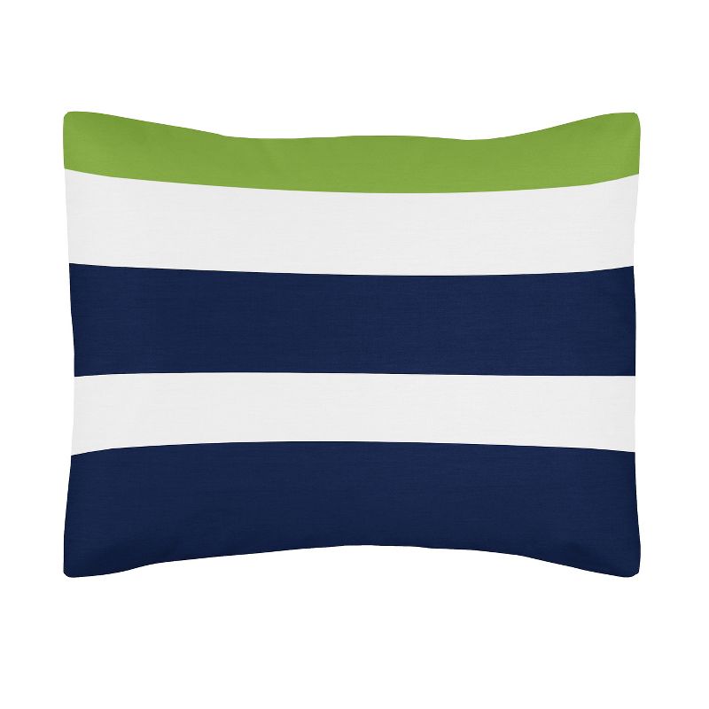Sweet Jojo Designs Boy Full/Queen Comforter Bedding Set Stripe Blue Green Grey 3pc, 6 of 8