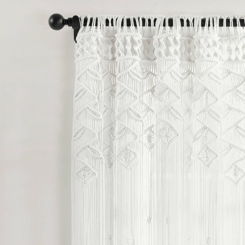 84"x40" Boho Macrame Leaf Cotton Window Curtain Panel - Lush Décor, 3 of 9