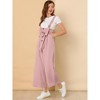 Allegra K Women's High Waist Wide Leg Belted Button Long Overalls Jumpsuit - 2 of 4