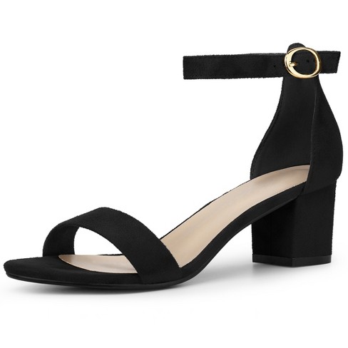 Perphy Ankle Strap Open Toe Block Heels Sandals For Women Black