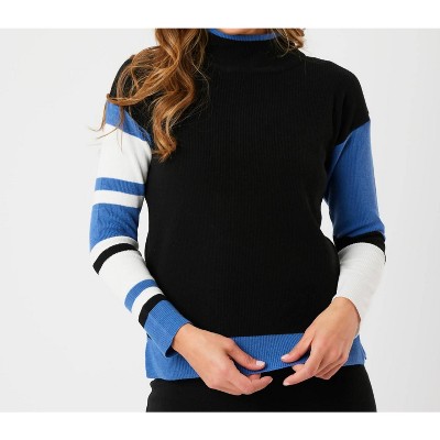 Women's Stripe Sleeve Mock Neck Sweater - Angel Apparel