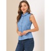 INSPIRE CHIC Women's Casual Sleeveless Button Down Peter Pan Collar Chambray Shirt - 4 of 4