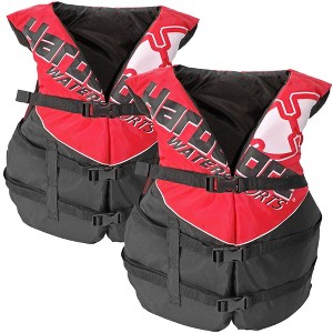 Hardcore 2 pack Coast Guard type III PFD for adults; life jacket paddle vest for adults; life vest flotation device; Jet ski, wakeboard, kayak; - 1 of 4