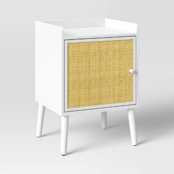 Rattan and Wood Bedside Kids' Table White - Pillowfort™