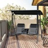 Syemin Patio Swings Patio Swing Chair, Outdoor Canopy Swing Glider with Pivot Storage Table, Cup Holder, Adjustable Shade, Black, 69.3"*45.8"*64.5" - 2 of 4