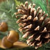 13.5"H Sullivans Artificial Mixed Pine Magnolia Christmas Accent Ring, Green-Brown, Indoor Christmas Decor - 2 of 3