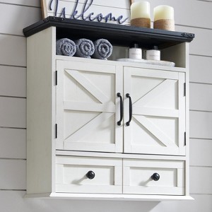 Bathroom Wall Cabinet, Farmhouse Medicine Cabinet with Drawer, 24" Wide Bathroom Cabinet with Adjustable Shelf & Double Barn Doors - 1 of 4
