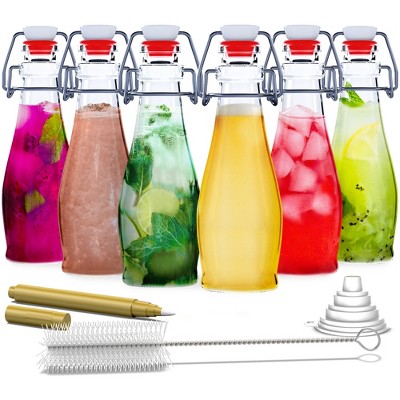 Nevlers Airtight Glass Bottles -  8.5oz Swing Drinking Bottle (Pack of 6)