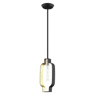 Modern Mini Crystal-Nickel Pendant with Black & Winter Gold Shade