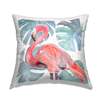 Stupell Industries Tropical Flamingo Green Monstera, 18 x 18