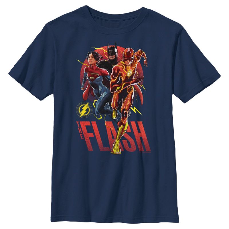 Boy's The Flash Distressed Superheroes Team T-Shirt, 1 of 5