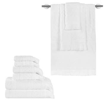 Cotton Geometric Jacquard Plush Soft Absorbent 9 Piece Towel Set by Blue Nile Mills