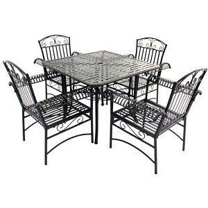 Courtyard Casual Black Steel French Quarter Outdoor 5 pc Dining Group - 1 of 4