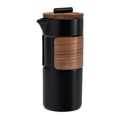 ChefWave Artisan Series Travel French Press Coffee Maker with Bamboo Lid (Black)