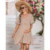 LXT- Maternity Dress Womens Casual Babydoll Dress Ruffle Short Sleeve V Neck Floral Printed Flowy Mini Short Tunic Dress - 2 of 4
