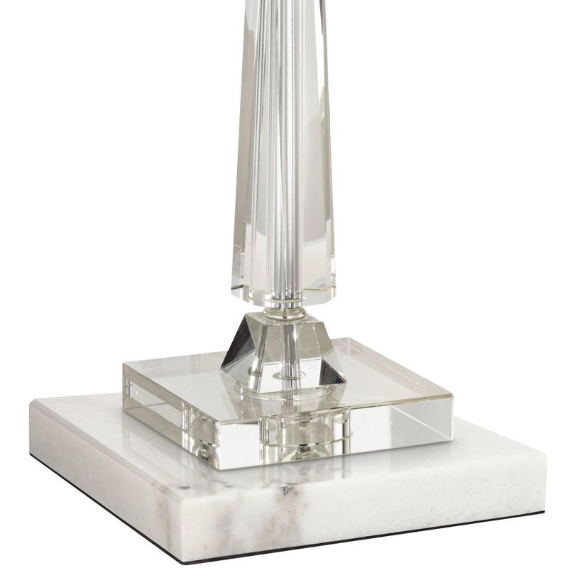 Vienna Full Spectrum Aline Traditional Table Lamp with Square White Marble Riser 26 1/2" High Crystal Gray Shade for Bedroom Living Room Bedside House, 5 of 8