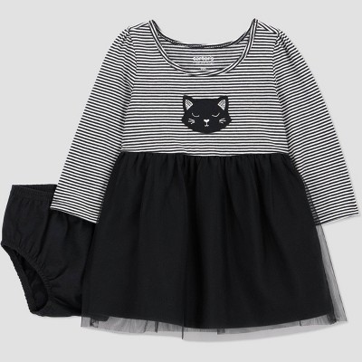 Carter's Just One You® Baby Girls' Halloween Striped Cat Dress - Black