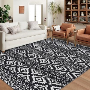 Washable Modern Stripe Rugs for Living Room Non Slip Indoor Thin Ultra Soft Carpet Abstract Low Pile Lightweight Area Rugs Room Decor - 1 of 4
