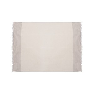 47" X 60"  and Ivory Cotton Woven Striped Throw Blanket with Fringe - 1 of 4
