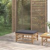 vidaXL Patio Footstool with Dark Gray Cushion Bamboo - 2 of 4