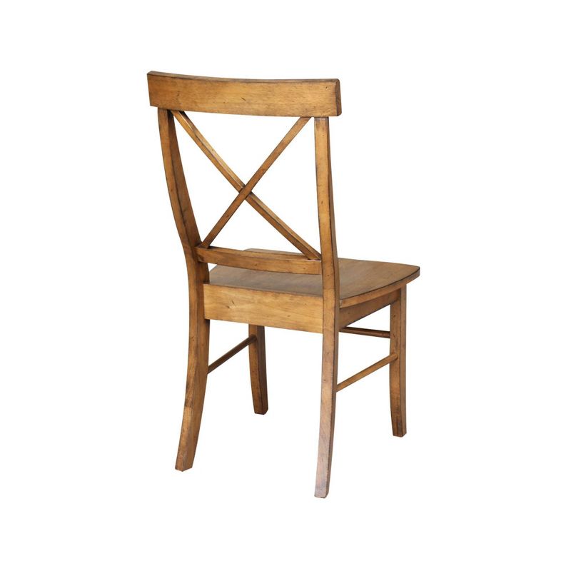 Set of 2 X Back Chairs with Solid Wood Seat Pecan - International Concepts, 5 of 14
