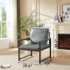 Grey faux leather armchair, retro lounge style, with super soft upholstery and cushions, black metal frame - 4 of 4