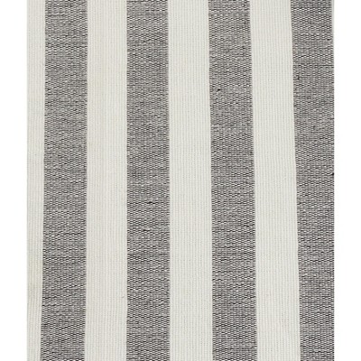 Black and White Striped Cotton Tassel Table Runner