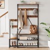 Whizmax Hall Tree with Bench and Shoe Storage Parent-Child Coat Rack Shoe Bench Industrial Coat Tree Entryway Large Organizer with Shoe Rack - 3 of 4