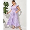 Womens Plus Size Casual Sleeveless Maxi Dress Ruffle Sleeve A Line Swing Summer Maxi Dress with Pockets - 3 of 4