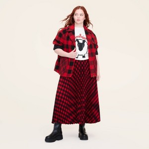 Women's Buffalo Check Midi A-Line Pleated Skirt - Woolrich x Target Red/Black - 1 of 3