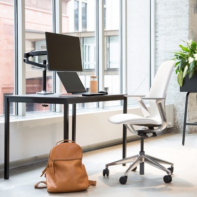 Polished Aluminum Full-Motion Desk Mount Monitor Arm with Riser