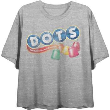 Tootsie Dots Candy Distressed Logo Juniors Heather Gray Crop Top T-shirt