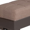 HomeRoots 52" Brown Chenille And Faux Leather Tufted Storage Ottoman - 4 of 4