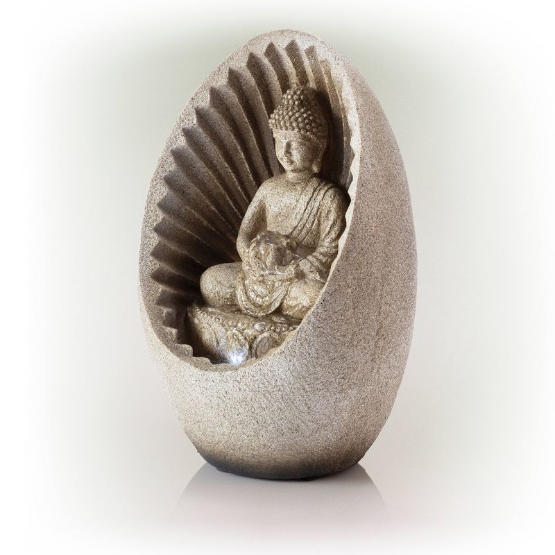 11&#34; Resin Buddha Tabletop Fountain with LED Light Brown - Alpine Corporation, 4 of 8