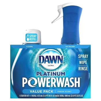 Dawn Platinum Powerwash Dish Spray, Dishwashing Dish Soap - Fresh Scent Bundle - Starter-Kit (16 fl oz) & 1 refill (16 fl oz)