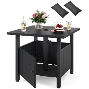 Tangkula Outdoor Side Table w/ 1.89" Umbrella Hole Patio Umbrella Table Base Stand - 1 of 4