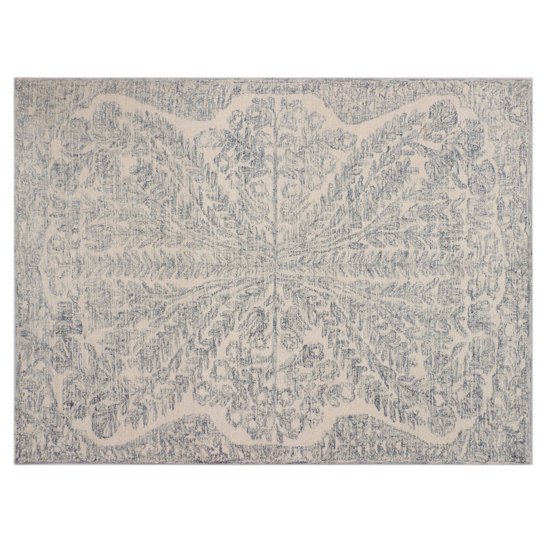 Raj Wool Tufted Bouquet Area Rug Blue
