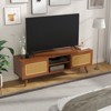 VYNXARIA Mid Century Modern Rattan TV Stand for 55/60/65 inch TV,Entertainment Cabinet, Media Console for Living Room Bedroom Media Room,Walnut - 2 of 4