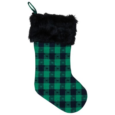 Northlight 20" Green And Black Plaid Christmas Stocking : Target