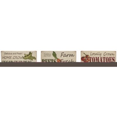 Transpac Metal Embossed Wooden Vegetable Theme Wall Decor Set of 3