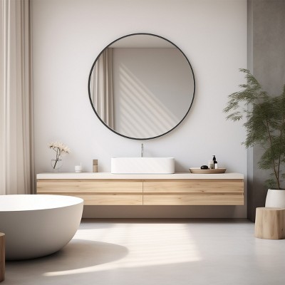 SEVOBAL Decorative Wall Mirrors Circular Wall Accent Mirror Stylish Resistant Frame Elegant Design For Multi Room, Black, 30"*0.7"*30"