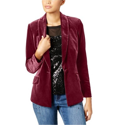 I.N.C International Concepts Womens Velvet One Button Blazer Jacket, Red, X-Large