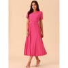 Seta T Women's Casual Short Sleeve Wrap V Neck Flowy Pleated Midi Dress with Belt - 2 of 4