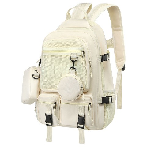 Unique Bargains Large Capacity Waterproof Fashion Style Laptop Backpack Beige