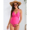 Maternity Swimsuit One Piece Maternity Bathing Suit V Neck Adjustable Shoulder Strap - 2 of 4